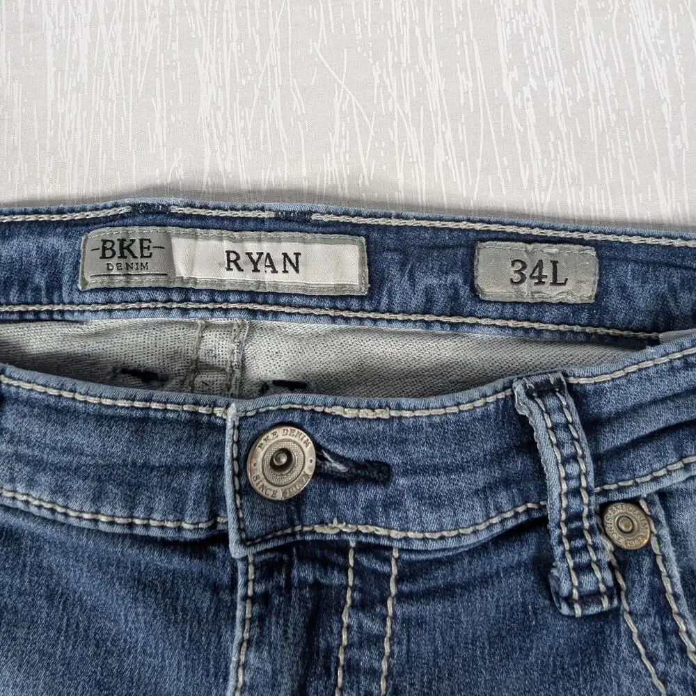 BKE Ryan Jeans Mens 34L Blue 34x28 Straight Jeans